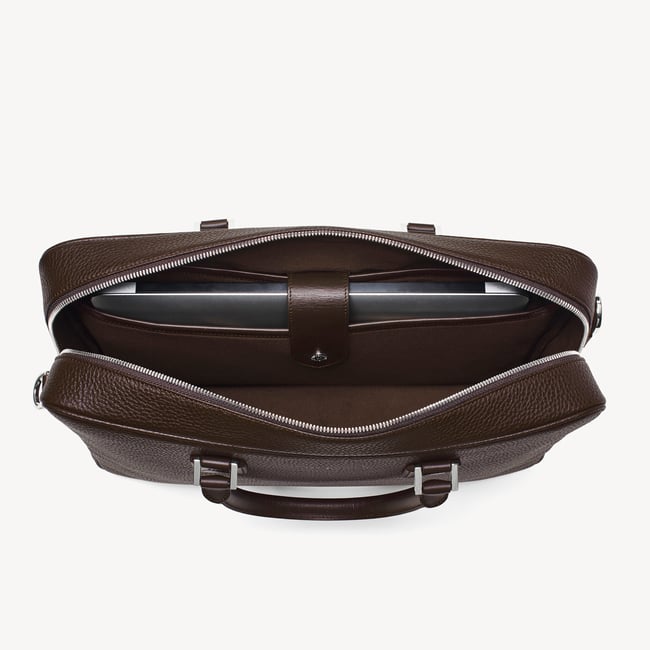 Mount Street Laptop Briefcase Chocolate Pebble