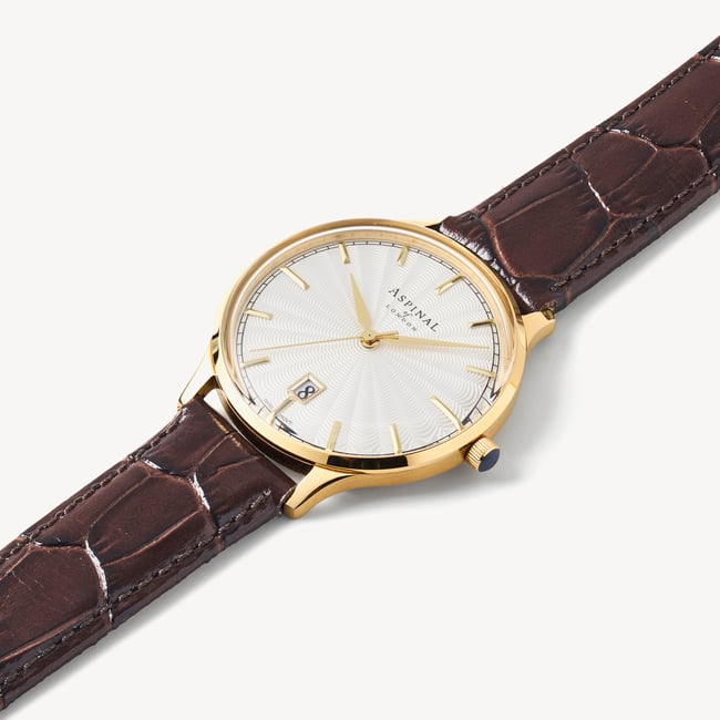 Mount Street Watch Yellow Gold PVD - Deep Shine Chestnut Croc