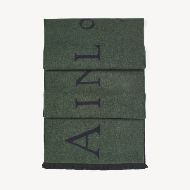 Bi-Colour Heavyweight Merino Wool Scarf Alpine Green & Navy Merino Wool