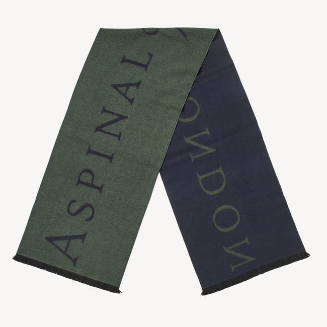 Bi-Colour Heavyweight Merino Wool Scarf Alpine Green & Navy Merino Wool