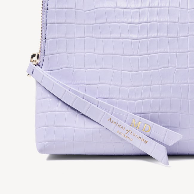 Large Essential Cosmetic Case Deep Shine English Lavender Small Croc