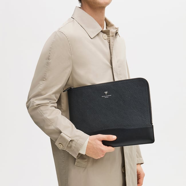 City Leather Folio Case Black Pebble