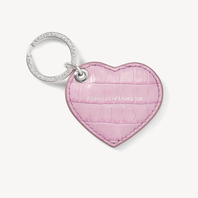 Small Heart Keyring Deep Shine Powder Lilac Small Croc