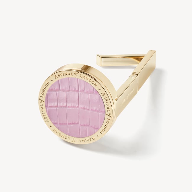 Foldable Handbag Hook Deep Shine Powder Lilac Small Croc