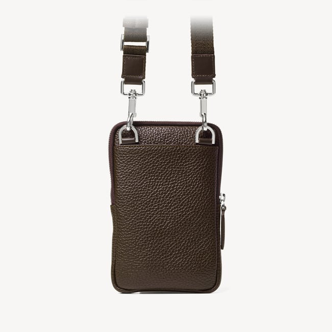 Reporter Crossbody Phone Bag Chocolate Pebble