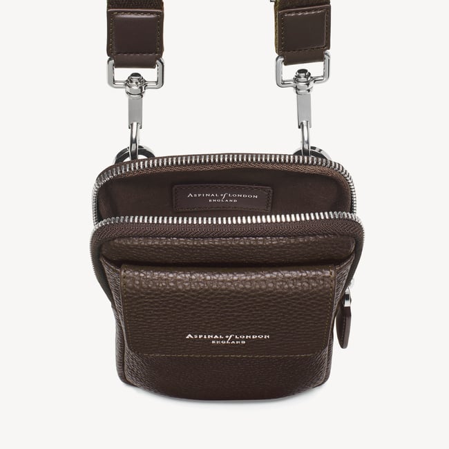 Reporter Crossbody Phone Bag Chocolate Pebble