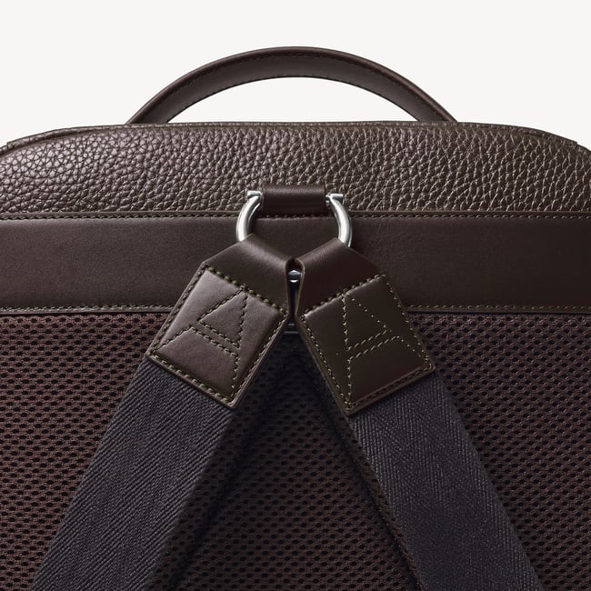 Zipped Leather Backpack Chocolate Pebble