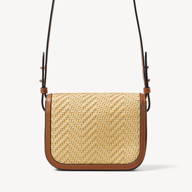 Ella Crossbody Natural Raffia & Smooth Tan