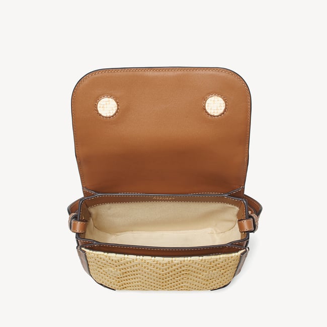 Ella Crossbody Natural Raffia & Smooth Tan