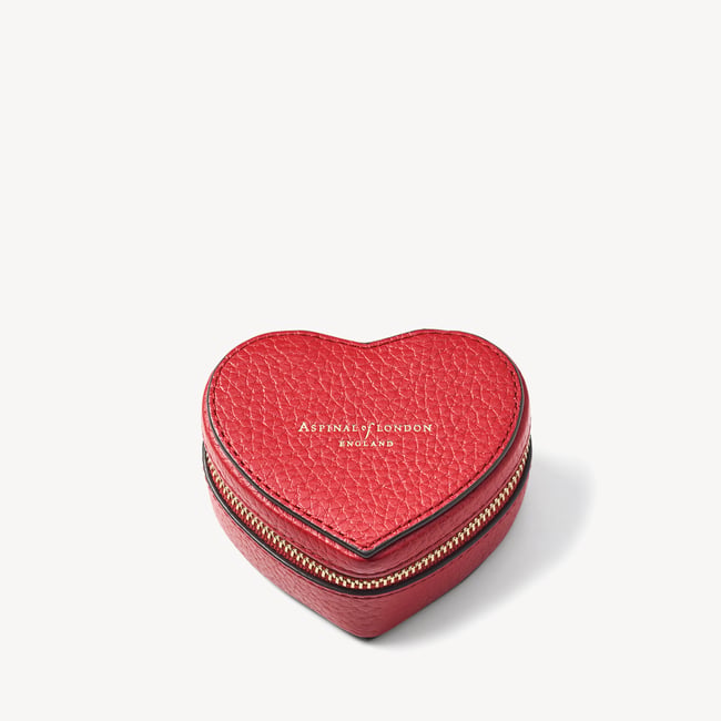 Heart Ring Box Cardinal Red Pebble