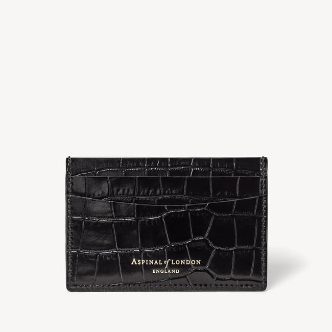 Slim Credit Card Holder Deep Shine Black Croc