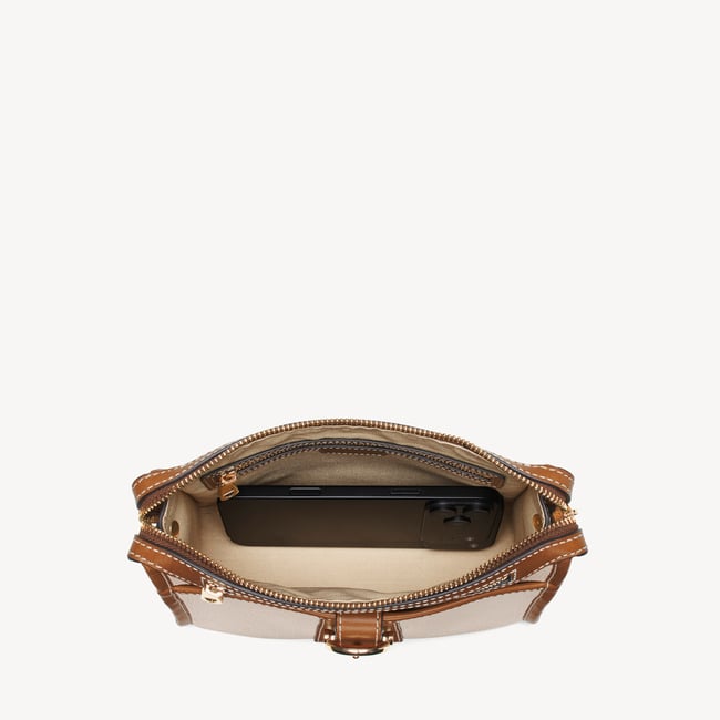 Bella Satchel Beach Stone Premium Pebble & Smooth Tan