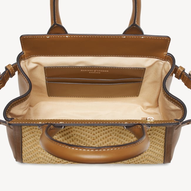 Savannah Mini Natural Chevron Raffia & Smooth Tan