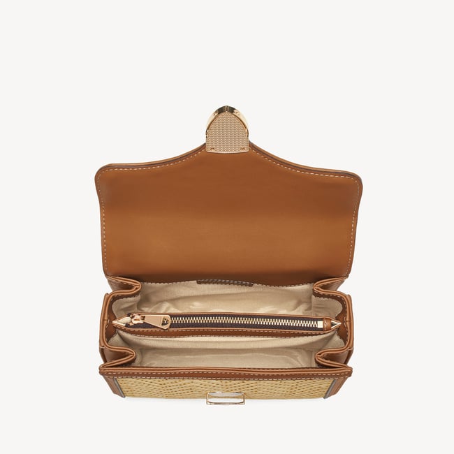 Midi Mayfair® Natural Chevron Raffia & Smooth Tan