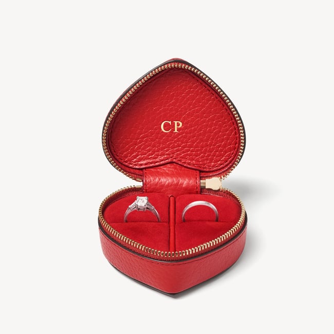 Heart Ring Box Cardinal Red Pebble