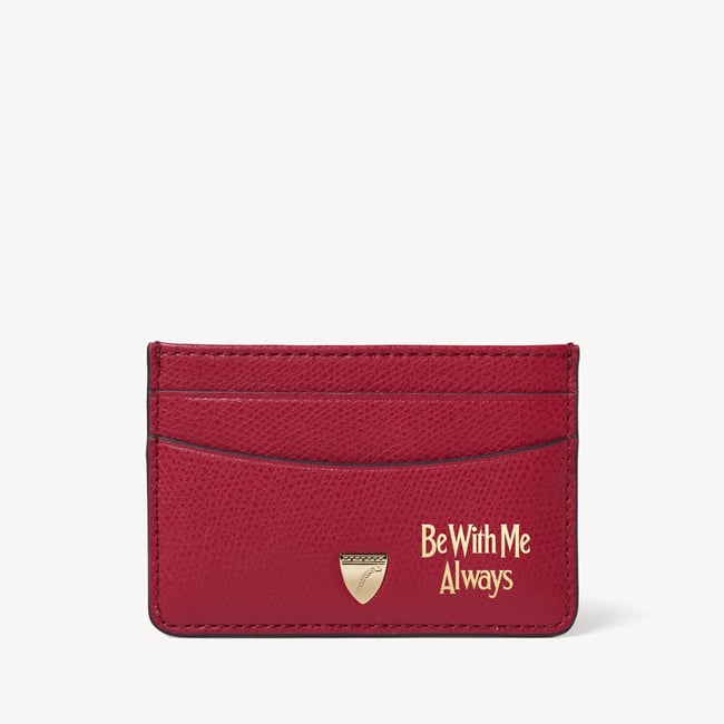 ‘Be With Me Always’ Slim Credit Card Holder Cherry Red Soft Saffiano