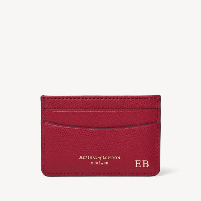 ‘Be With Me Always’ Slim Credit Card Holder Cherry Red Soft Saffiano