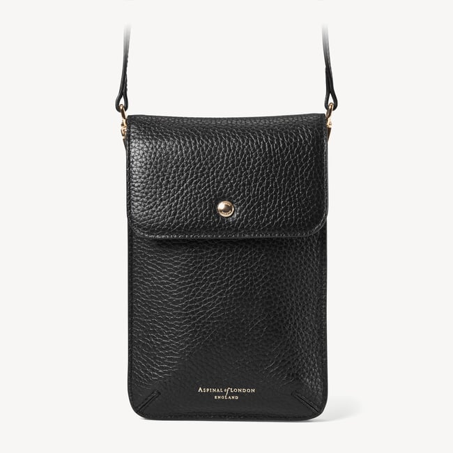 Duo Phone Crossbody Pouch Black Pebble
