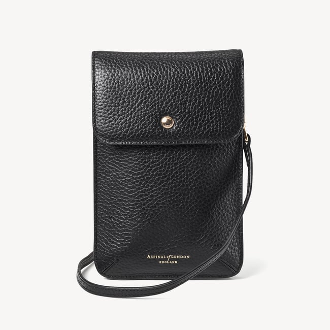 Duo Phone Crossbody Pouch Black Pebble