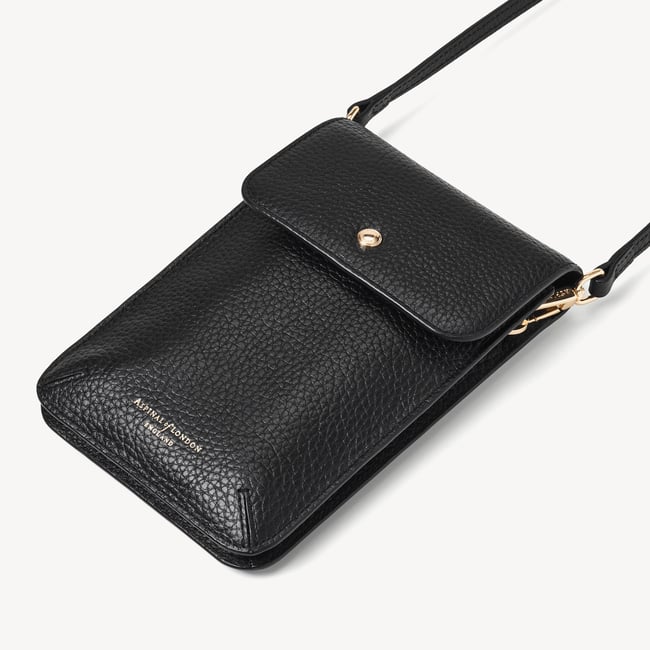 Duo Phone Crossbody Pouch Black Pebble