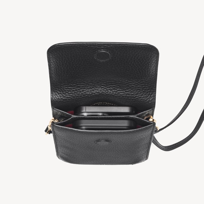 Duo Phone Crossbody Pouch Black Pebble