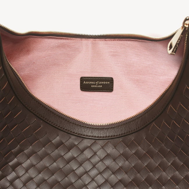 Soho Large Crescent Chocolate Woven Leather