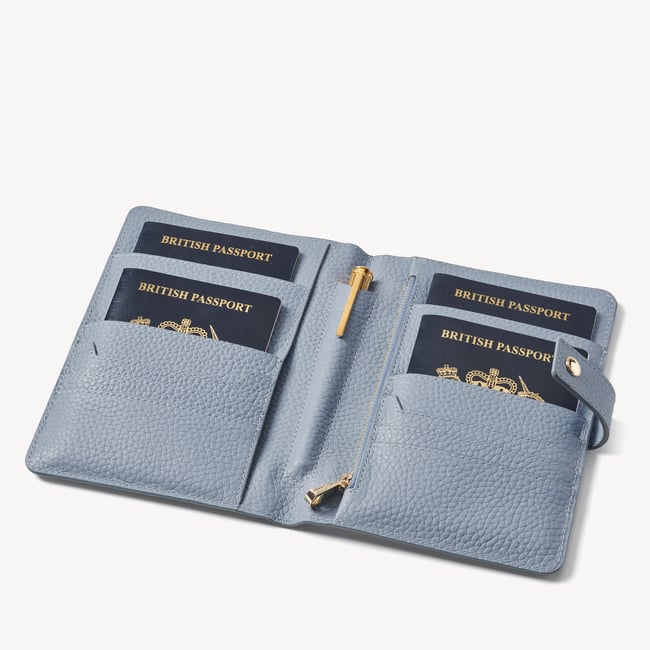 Deluxe Family Travel Wallet Sky Blue Pebble