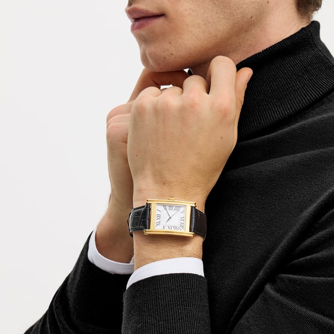 Mayfair® Classic Watch 23ct Gold Plated - Deep Shine Black Croc
