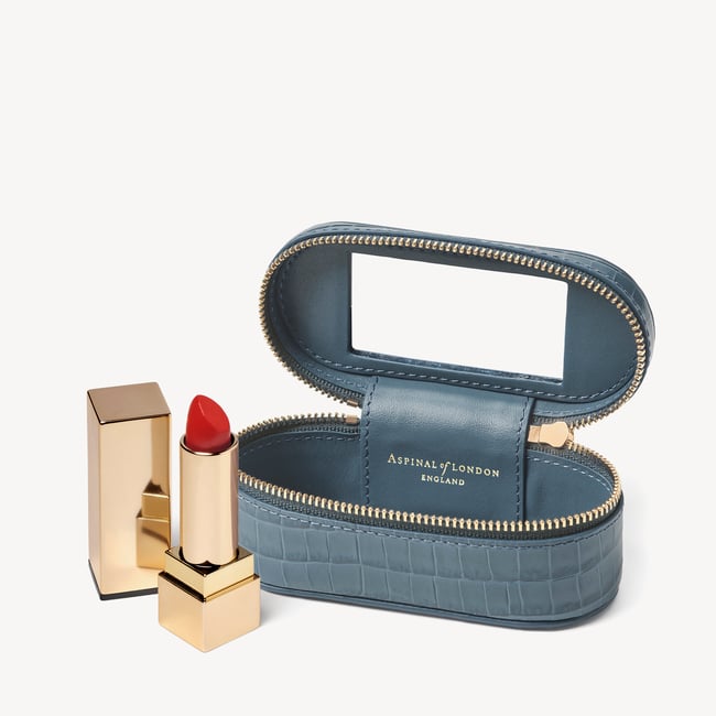 Handbag Tidy All Deep Shine Peacock Blue Small Croc