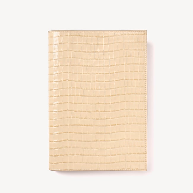 A5 Refillable Luxury Journal Deep Shine Buttermilk Small Croc with Soft Suede Lining