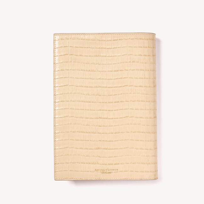 A5 Refillable Luxury Journal Deep Shine Buttermilk Small Croc with Soft Suede Lining