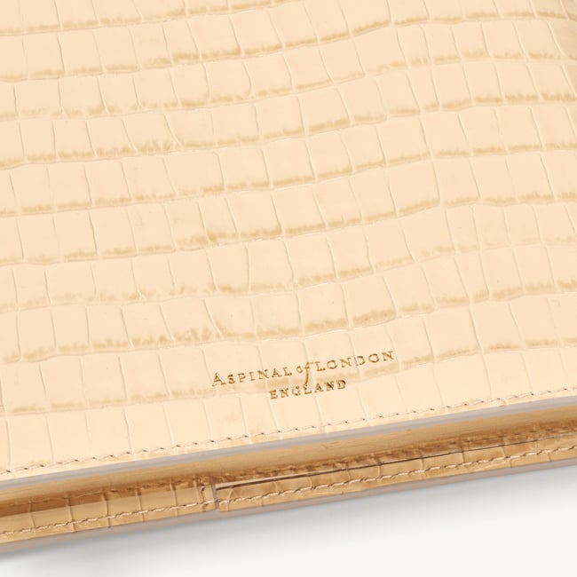 A5 Refillable Luxury Journal Deep Shine Buttermilk Small Croc with Soft Suede Lining