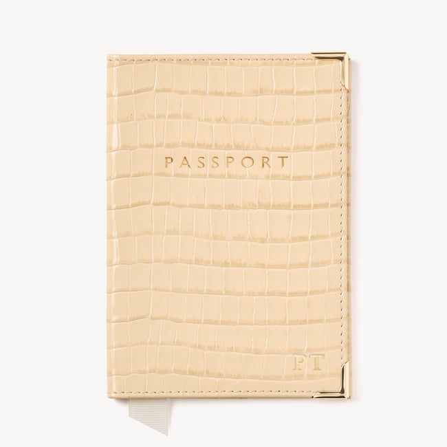 Passport Cover Deep Shine Buttermilk Small Croc