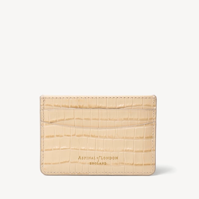 Slim Credit Card Holder Deep Shine Buttermilk Small Croc