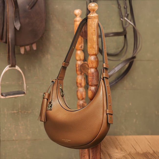 Soho Small Crescent Tan Milled Pebble