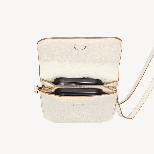 Duo Phone Crossbody Pouch Ivory Pebble