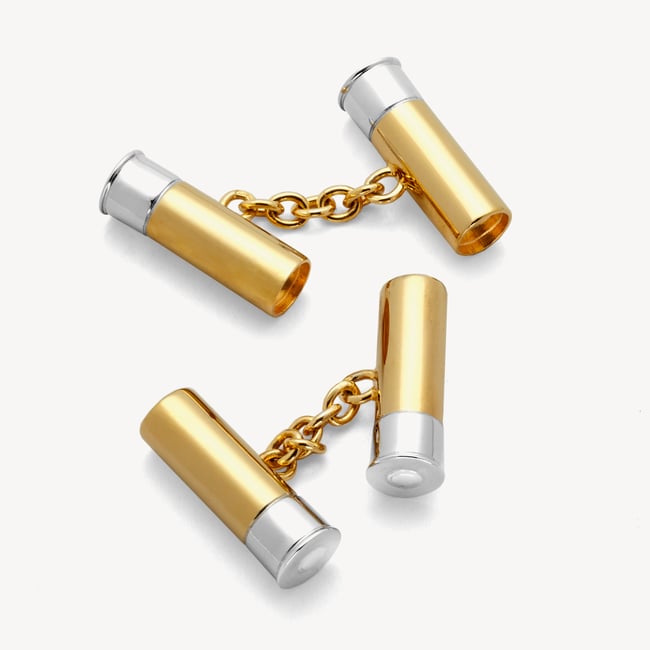 Double Cartridge Cufflinks Sterling Silver 925 & Gold Plated