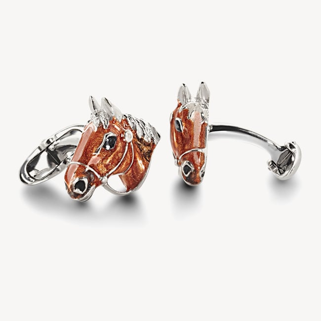 Sterling Silver & Enamel Animal Cufflinks Sterling Silver 925 & Enamel Horse