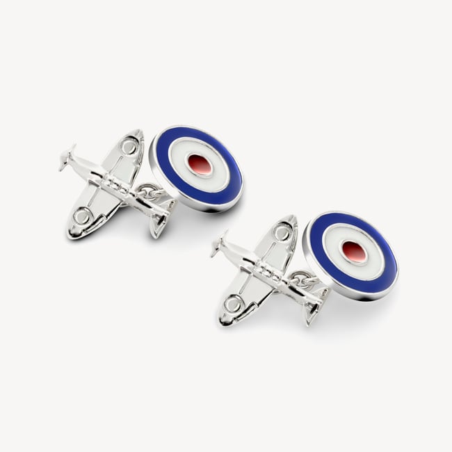 Sterling Silver & Enamel Plane Cufflinks Sterling Silver 925