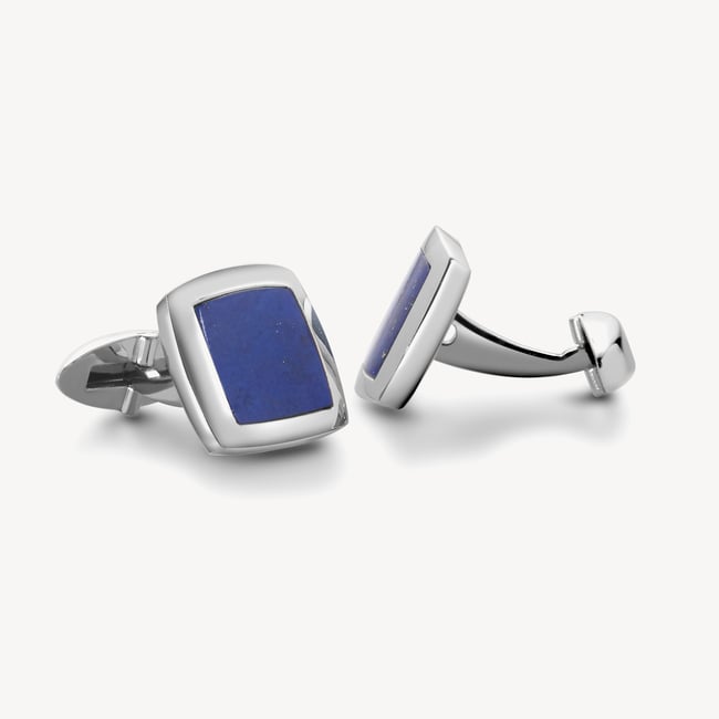 Sterling Silver Square Cufflinks Lapis & Sterling Silver 925