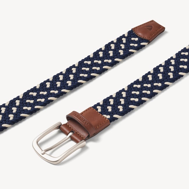 Men's Stretch Woven Belt Navy & Ivory