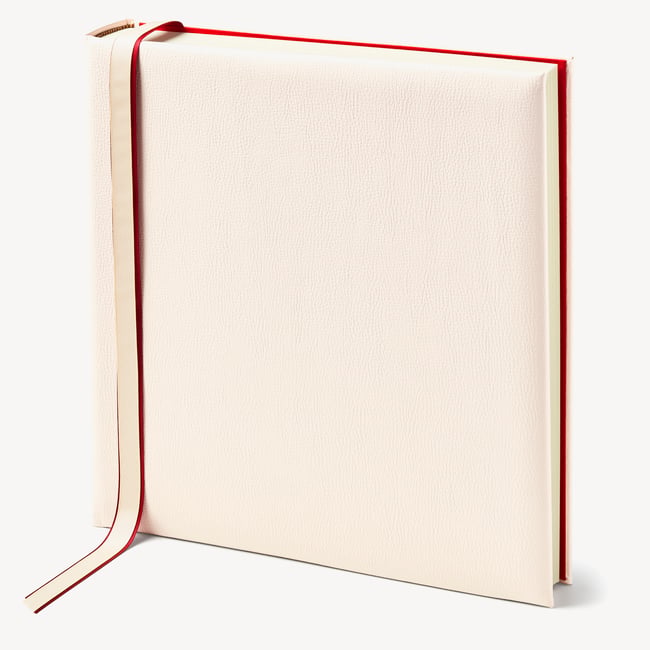 14-inch Wedding Photo Album Ivory Grain with Red Moire Silk Lining