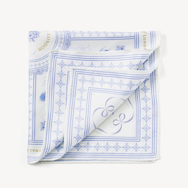 Pure Silk Pocket Square Toile De Jouy