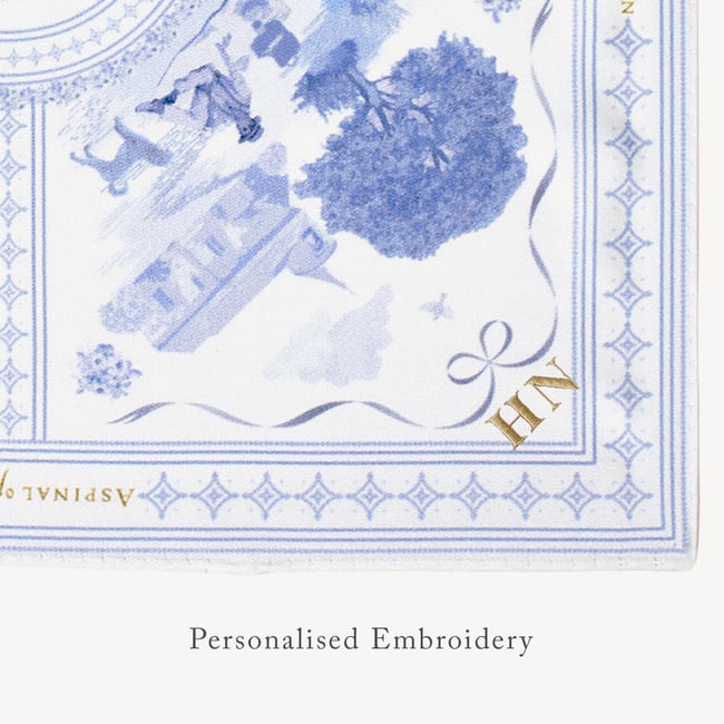 Pure Silk Pocket Square Toile De Jouy