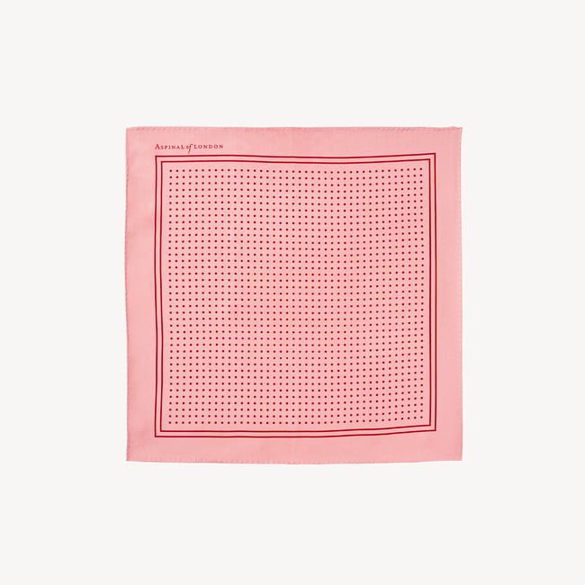 Pure Silk Pocket Square Pink & Red Polka Dot