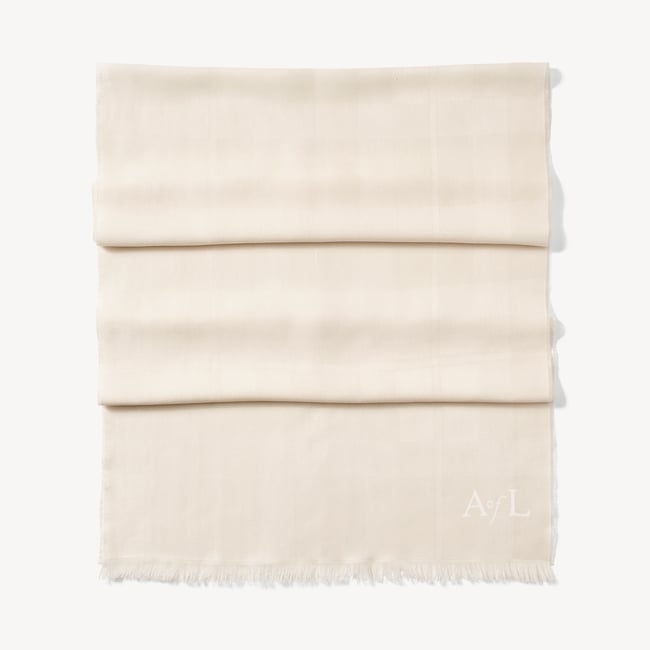 Silk Check Scarf Ivory Silk Modal