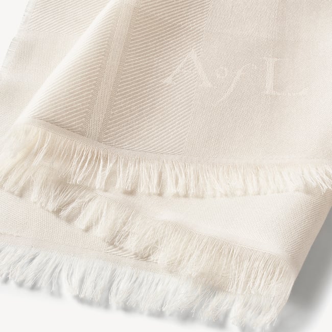 Silk Check Scarf Ivory Silk Modal