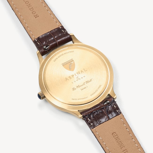 Mount Street Watch Yellow Gold PVD - Deep Shine Chestnut Croc