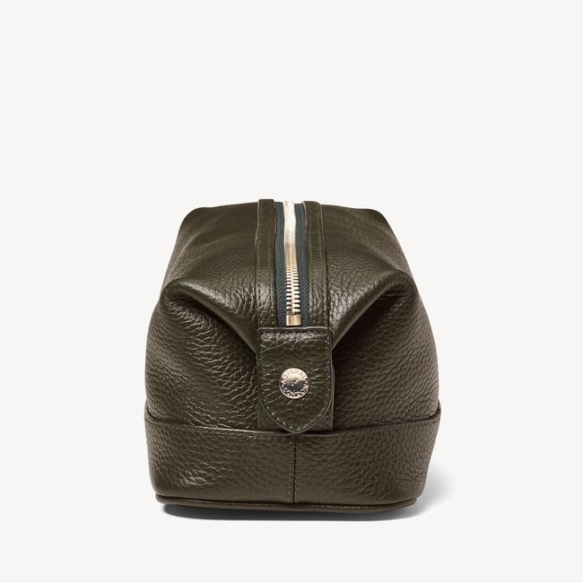 Men's Leather Wash Bag Evergreen Pebble