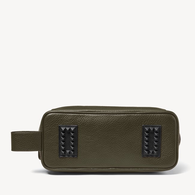 Men's Leather Wash Bag Evergreen Pebble